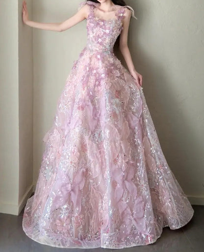 Charming Prom Dress A Line Square Neck Gala Dress Evening Dress 18th Graduation Gown      D5388