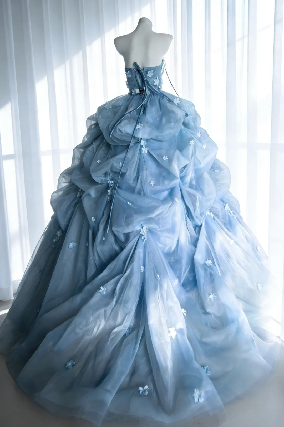 Charming Ball Gown Strapless Floral Pleated Evening Dress Sweet 16th Dress Birthday Prom Gown       D5392