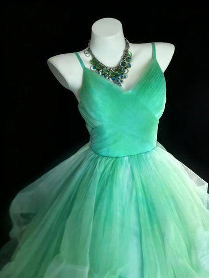 New Arrival Ball Gown Spaghetti Straps Pleated Tulle Evening Dress Quniceanera Dress Birthday Prom Gown       D5395