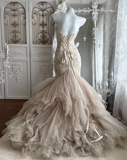 Elegant Prom Dress Sweetheart Pleated Tulle Mermaid Gala Dress Evening Dress 18th Graduation Gown      D5399