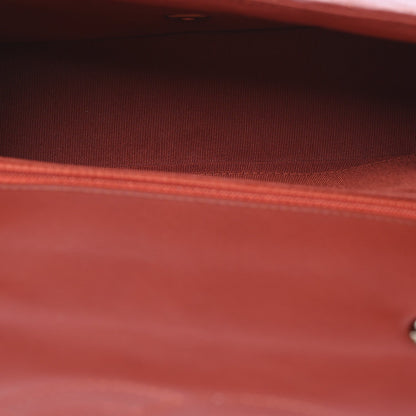 Calfskin Chevron Quilted Small Statement Flap Red