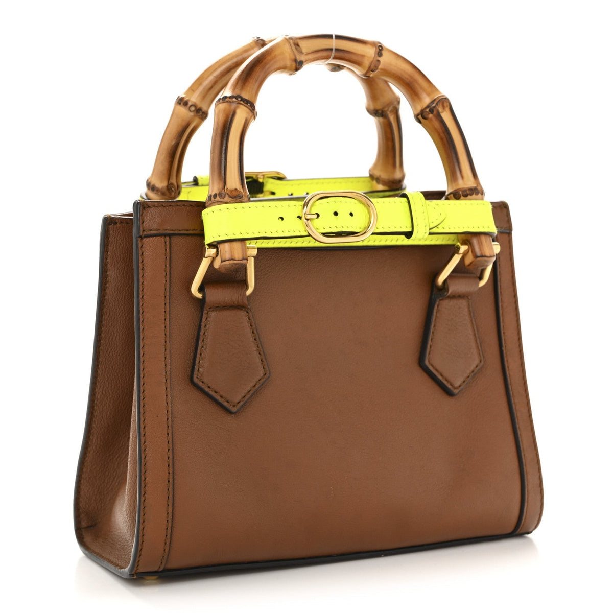 Wonka Grain Calfskin Mini Diana Tote Bag Cuir Yellow Fluo