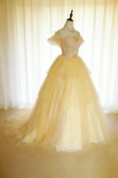 Beauty Ball Gown Off Shoulder Tulle Pleated Evening Dress Quniceanera Dress Birthday Prom Gown       D5409