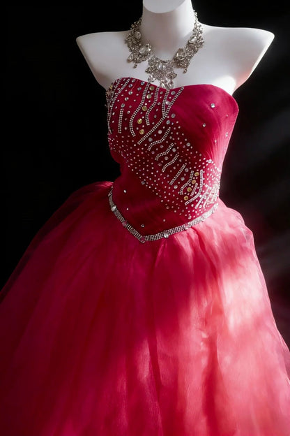 Gorgeous Ball Gown Strapsless Tulle Evening Dress Quinceanera Dress Birthday Prom Gown       D5417