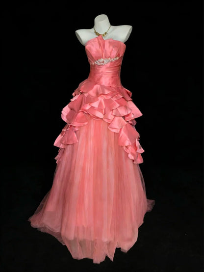 Stunning Prom Dress Strapless Pleated Tulle Gala Dress Evening Dress Formal Gown      D5420