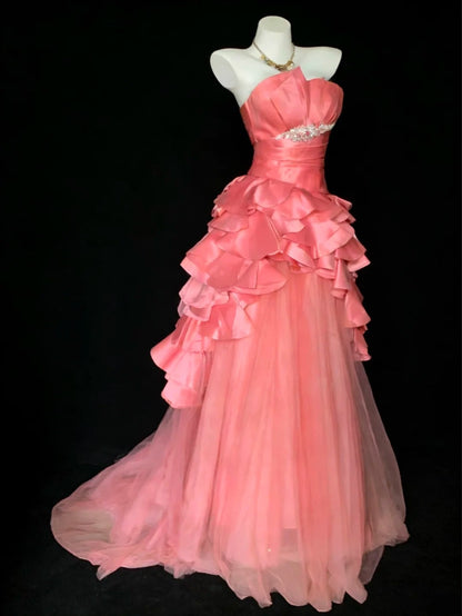 Stunning Prom Dress Strapless Pleated Tulle Gala Dress Evening Dress Formal Gown      D5420