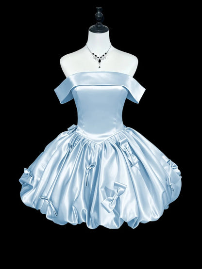 Sweet Homecoming Dress Pink Off Shoulder Pleated Short Prom Dress Back to School Outfits Party Dress  D5442