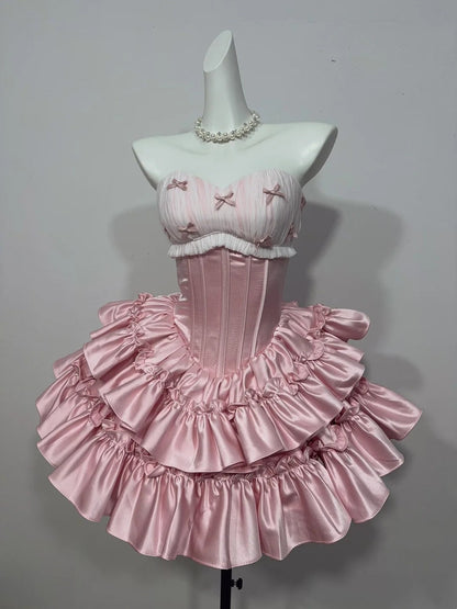 New Arrival Homecoming Dress Pink Sweetheart Pleated Short Prom Dress Back to School Outfits Party Dress  D5451