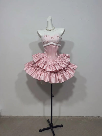 New Arrival Homecoming Dress Pink Sweetheart Pleated Short Prom Dress Back to School Outfits Party Dress  D5451