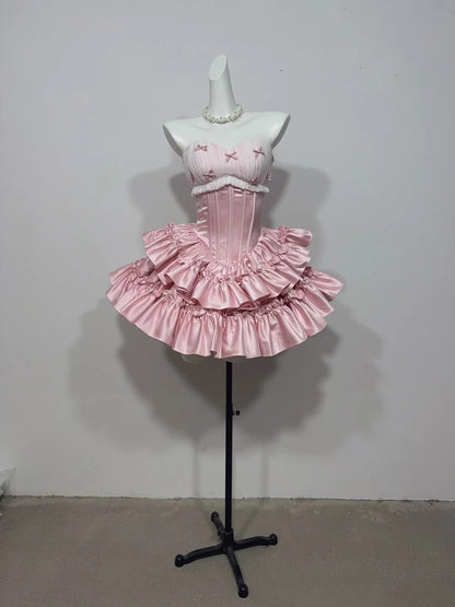 New Arrival Homecoming Dress Pink Sweetheart Pleated Short Prom Dress Back to School Outfits Party Dress  D5451