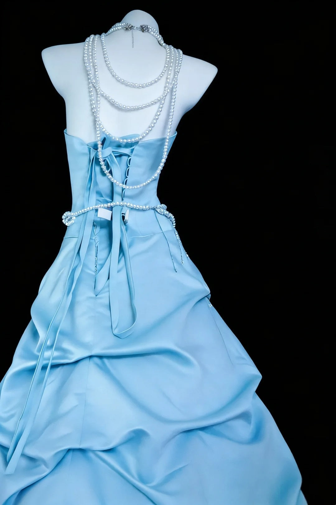 Stunning Prom Dress A Line Light Blue Strapless Pleated Gala Dress Evening Dress Formal Gown      D5463