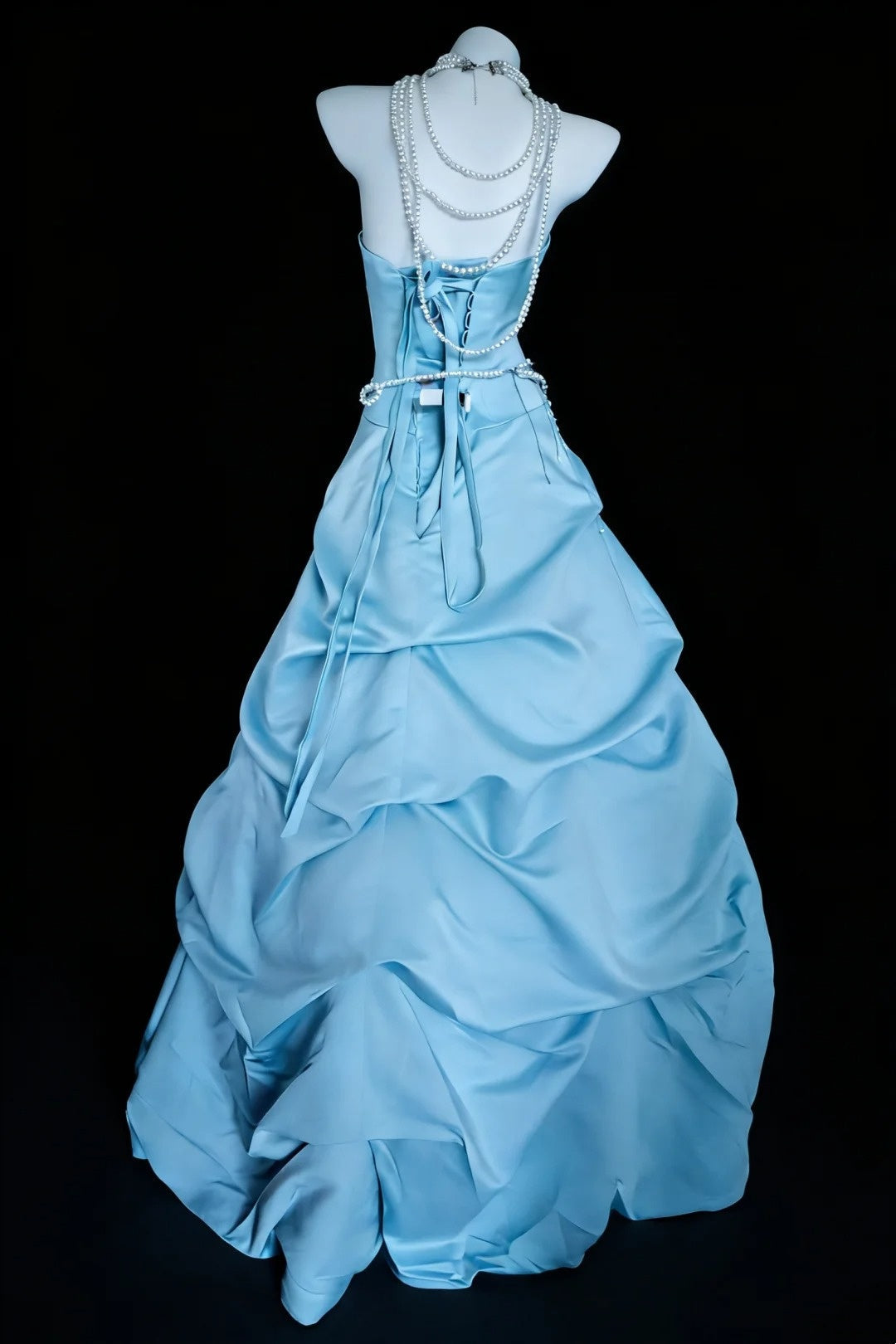 Stunning Prom Dress A Line Light Blue Strapless Pleated Gala Dress Evening Dress Formal Gown      D5463