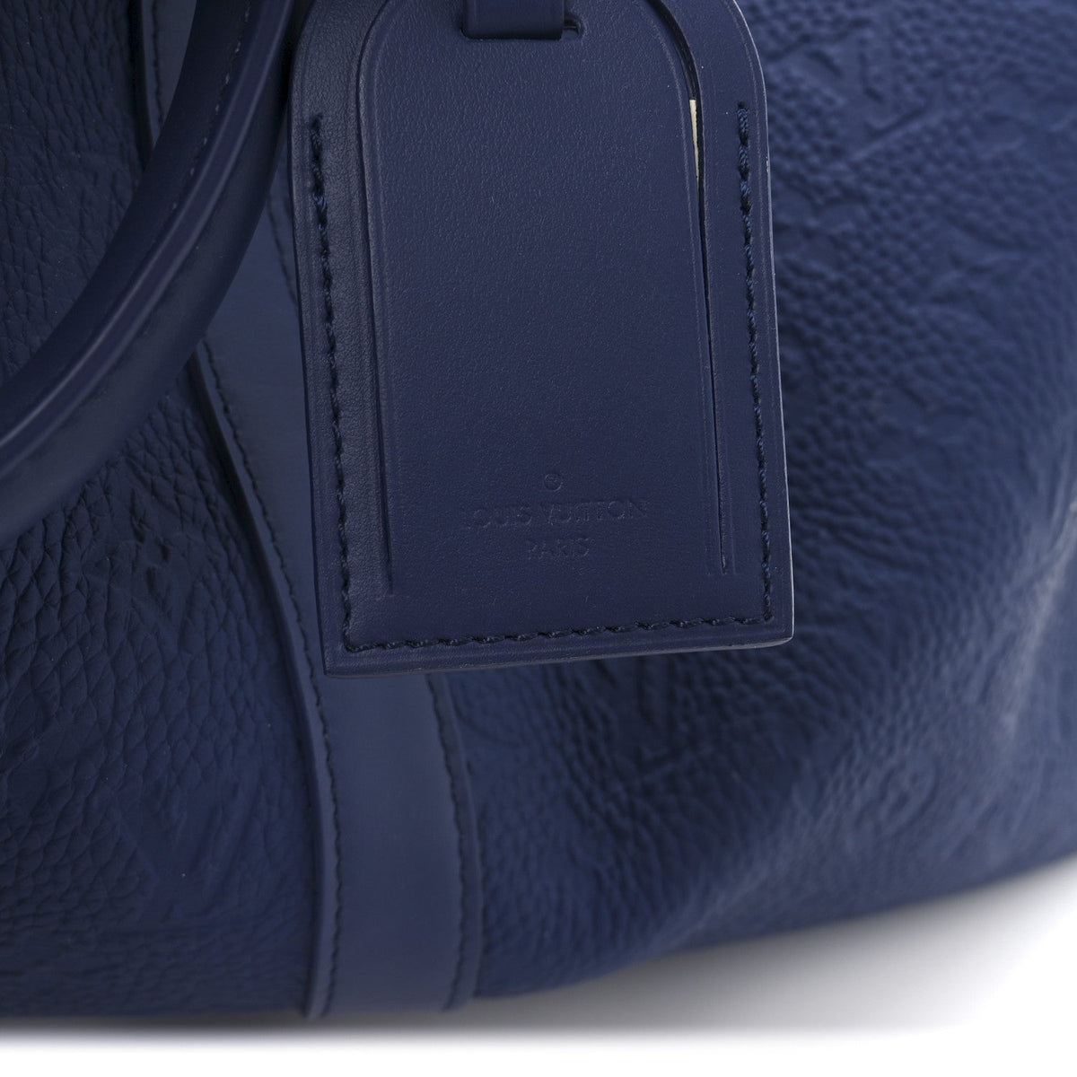 Embossed Calfskin Monogram Shadow Keepall Bandouliere 50 Navy Blue