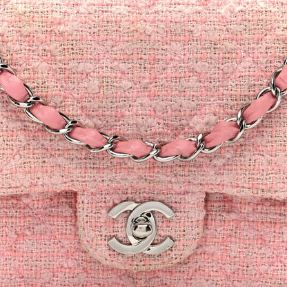 Tweed Medium Double Flap Pink