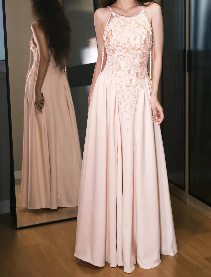 Stunning Prom Dress A Line Spaghetti Straps Pleated Gala Dress Evening Dress       D5483