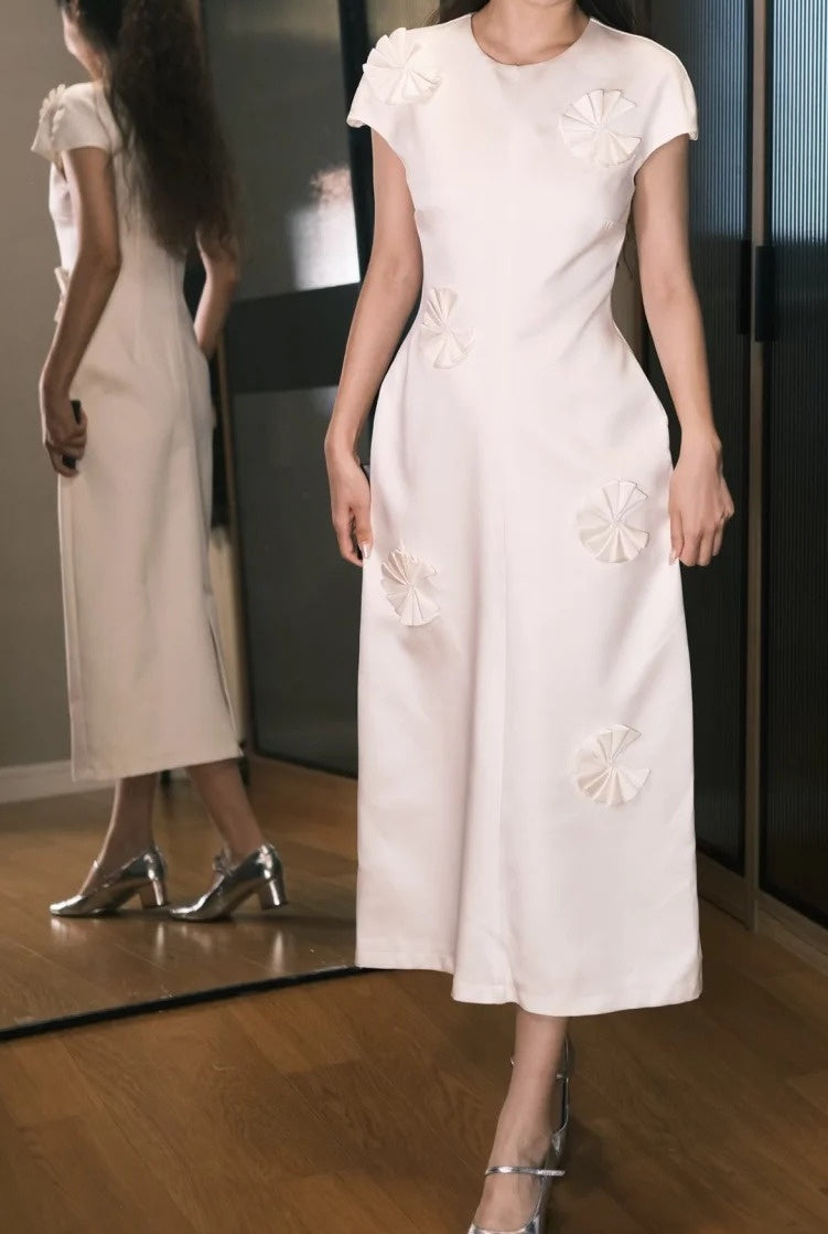 Elegant Prom Dress A Line Crew Neck Pleated Gala Dress Evening Dress       D5488
