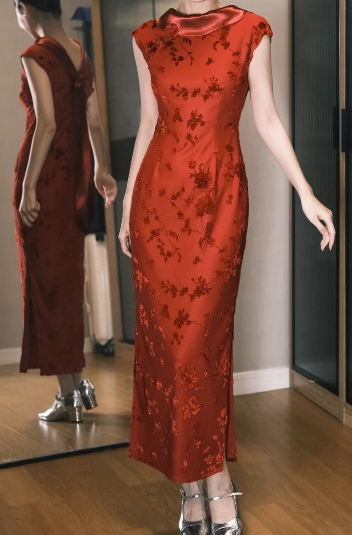Gorgeous Prom Dress Red Crew Neck Gala Dress Evening Dress Chinese Dress      D5494