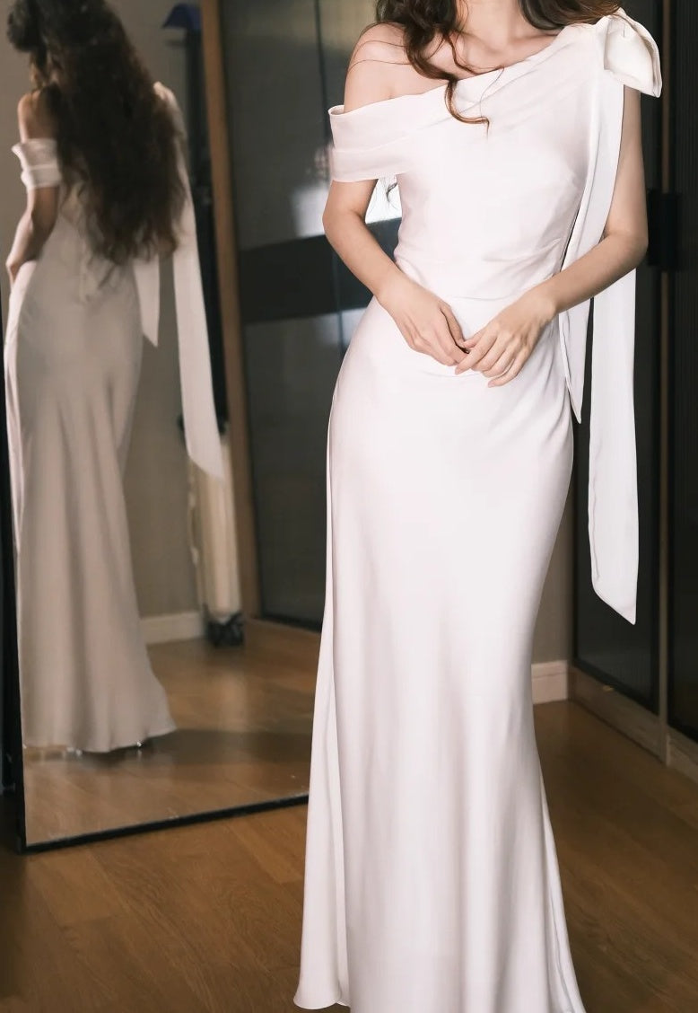 Elegant Prom Dress White One Shoulder Gala Dress Evening Dress   D5495