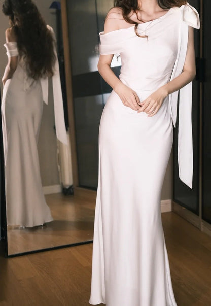 Elegant Prom Dress White One Shoulder Gala Dress Evening Dress   D5495