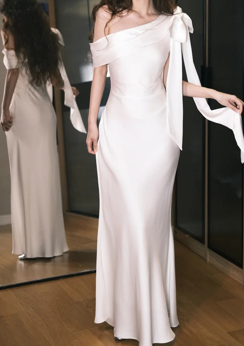 Elegant Prom Dress White One Shoulder Gala Dress Evening Dress   D5495
