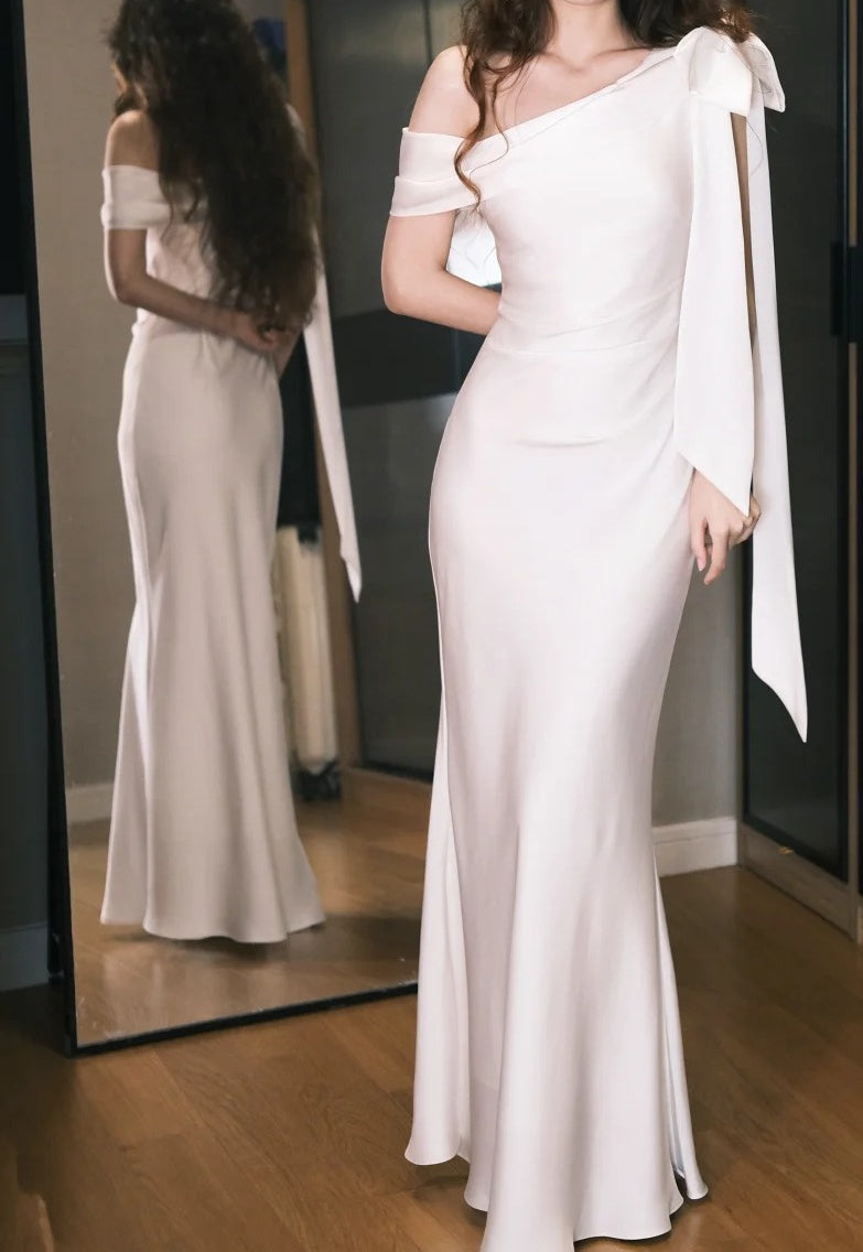 Elegant Prom Dress White One Shoulder Gala Dress Evening Dress   D5495