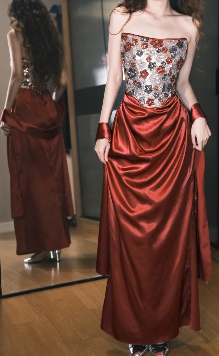 Gorgeous Prom Dress Wine Red Strapless Gala Dress Evening Dress   D5496