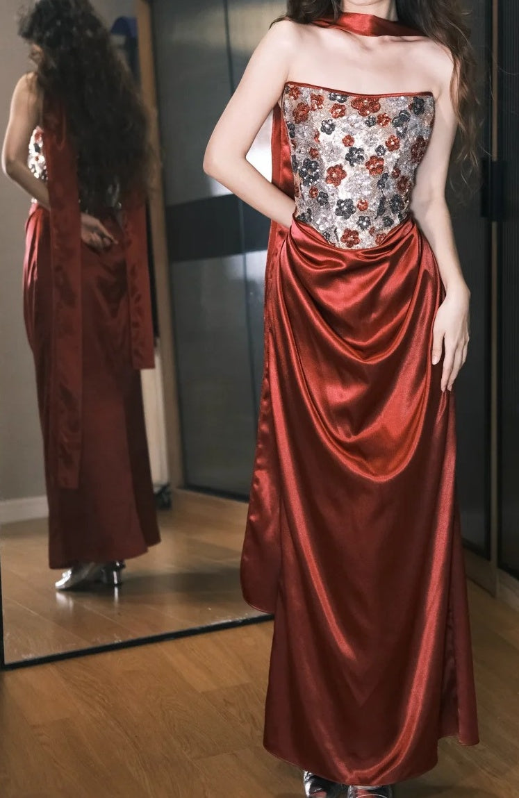 Gorgeous Prom Dress Wine Red Strapless Gala Dress Evening Dress   D5496
