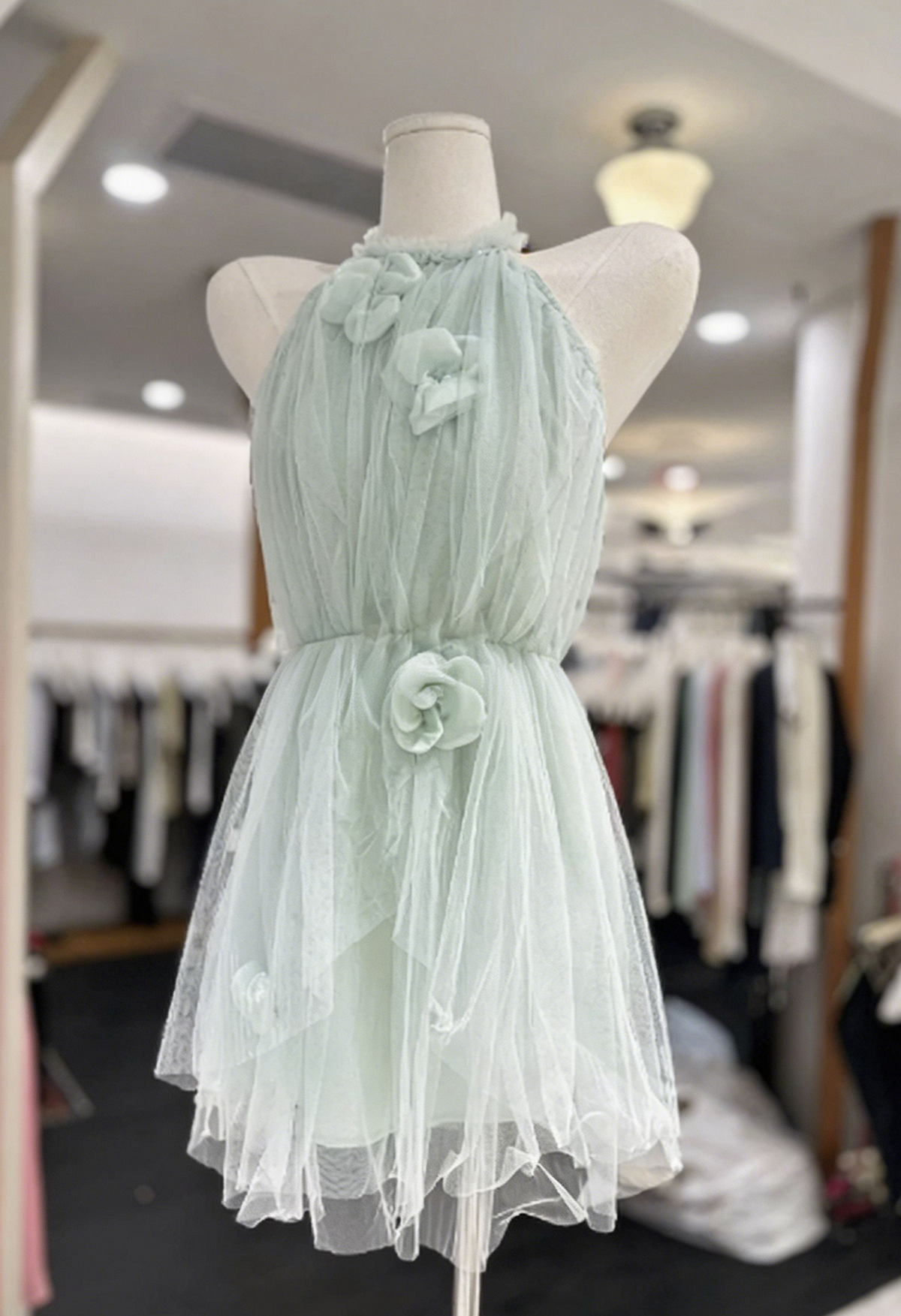 Beauty Homecoming Dress Halter Flower Back to School Outfits Party Dress  D6579