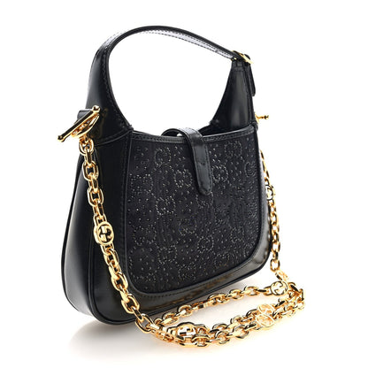 New Canvas Charisma Calfskin Crystal GG Monogram Mini Jackie 1961 Hobo Black