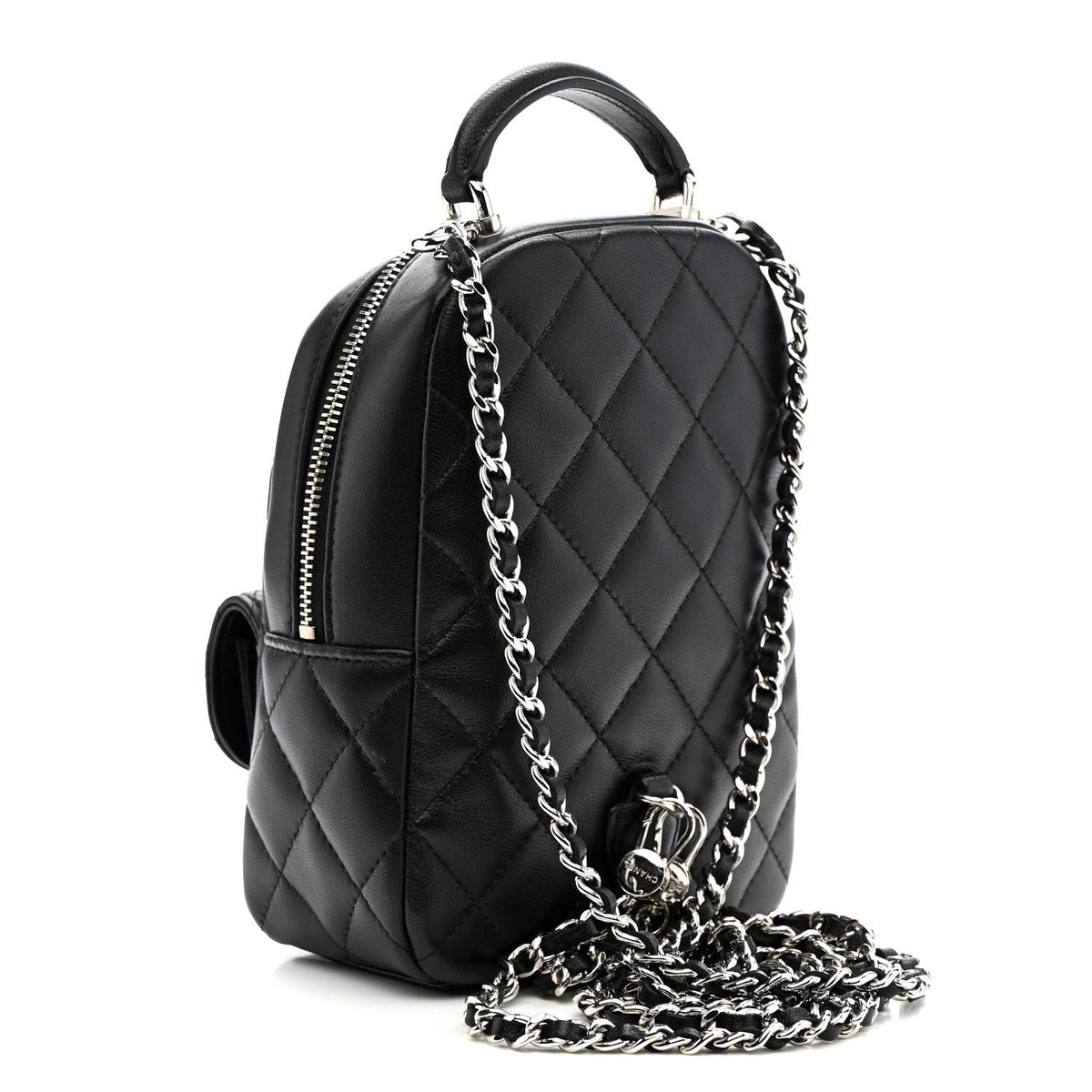 Lambskin Quilted CC Mini Classic Backpack Black