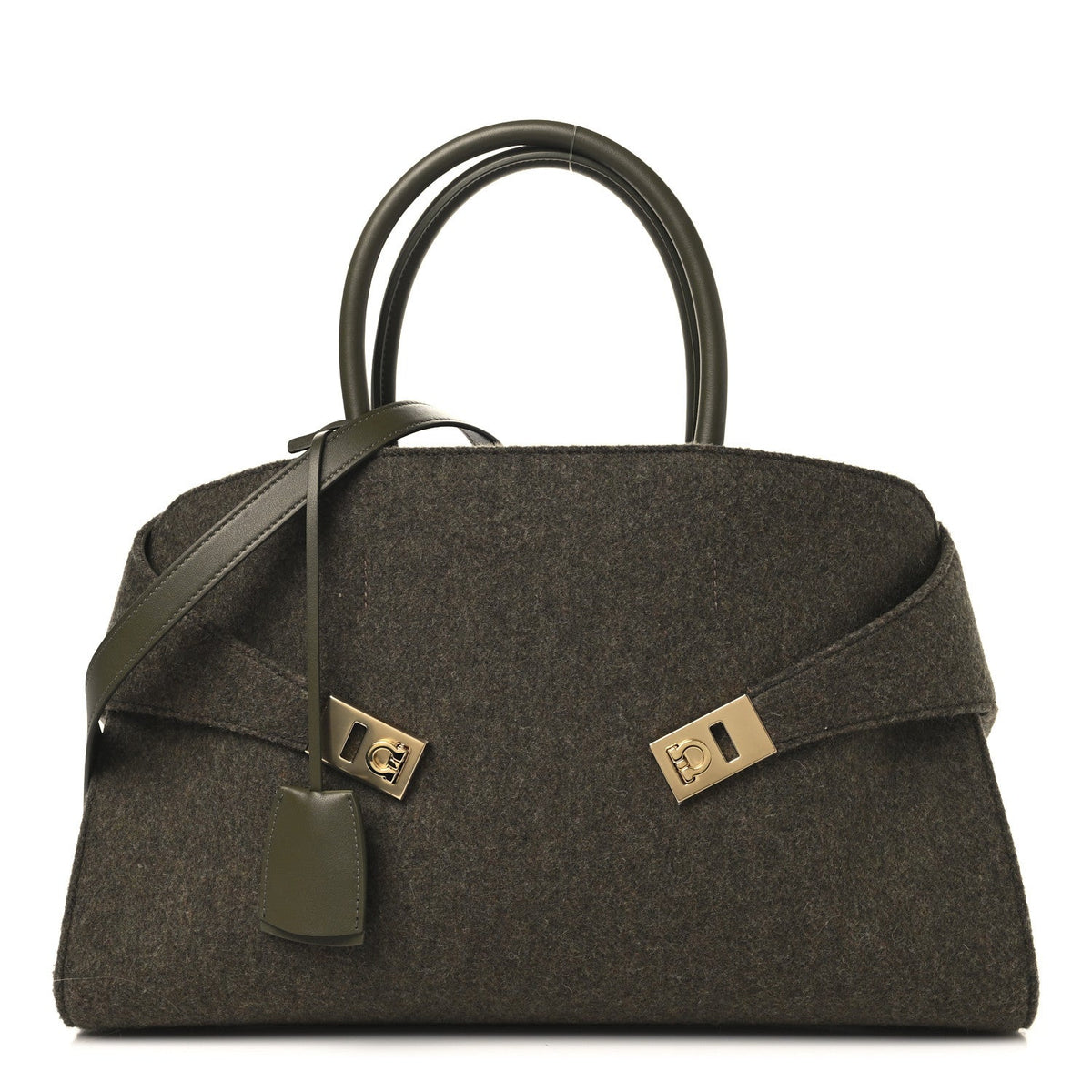 Wool Felt Medium Hug Bag New Olive