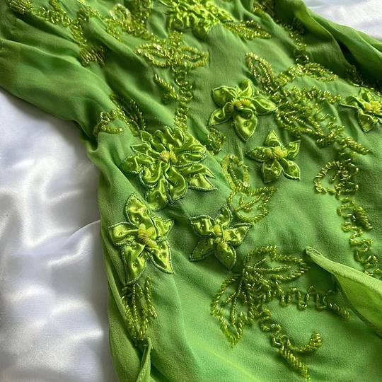 Green Spaghetti Straps Ruffles Sheath Vintage Long Party Dress MD7499
