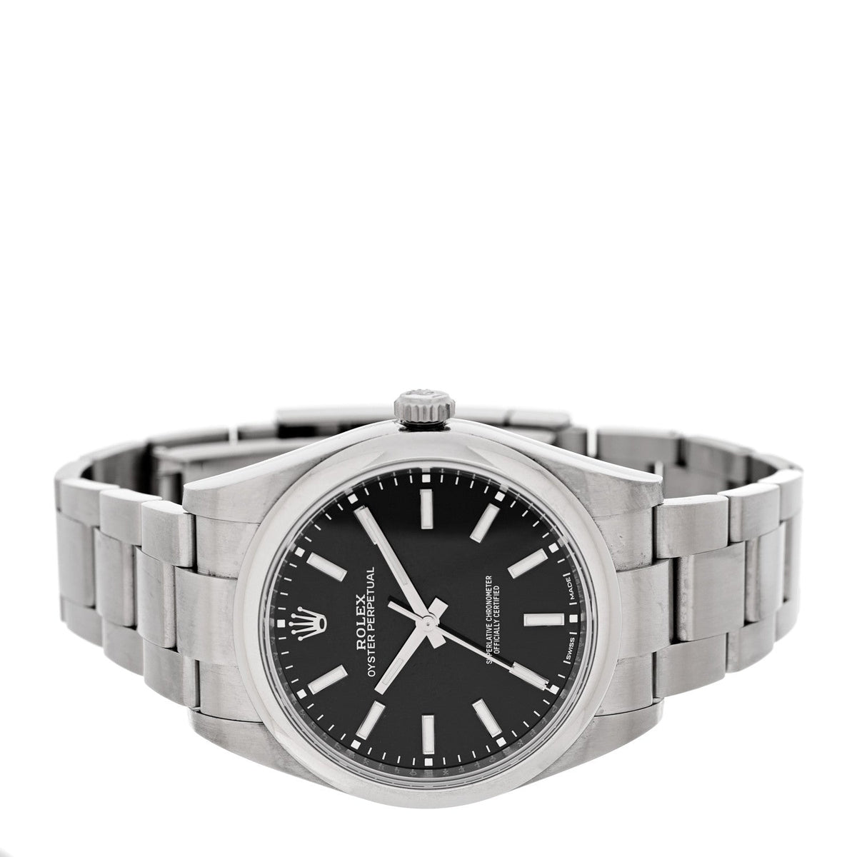 Stainless Steel 39mm Oyster Perpetual Watch Black 114300