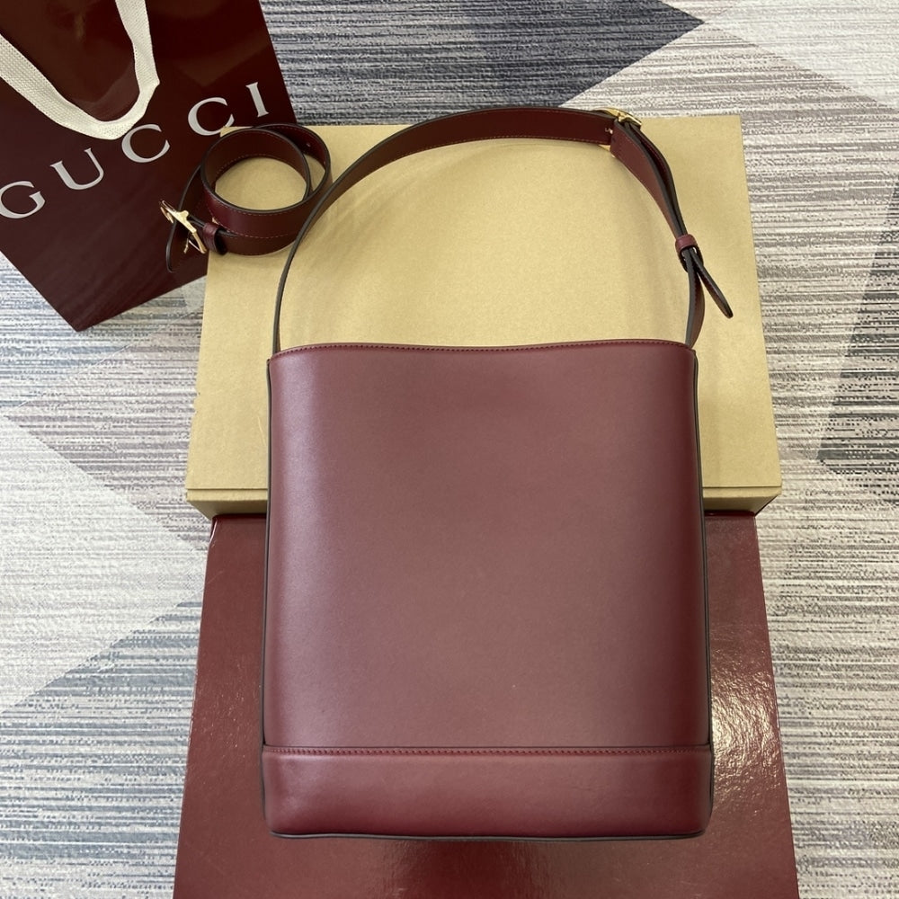 GUCCI 73 SMALL BUCKET BAG ROSSO ANCORA RED LEATHER 20CM 833665 AAEC2 6207