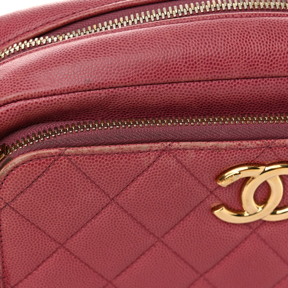 Caviar Quilted Medium Business Affinity Camera Case Dark Pink