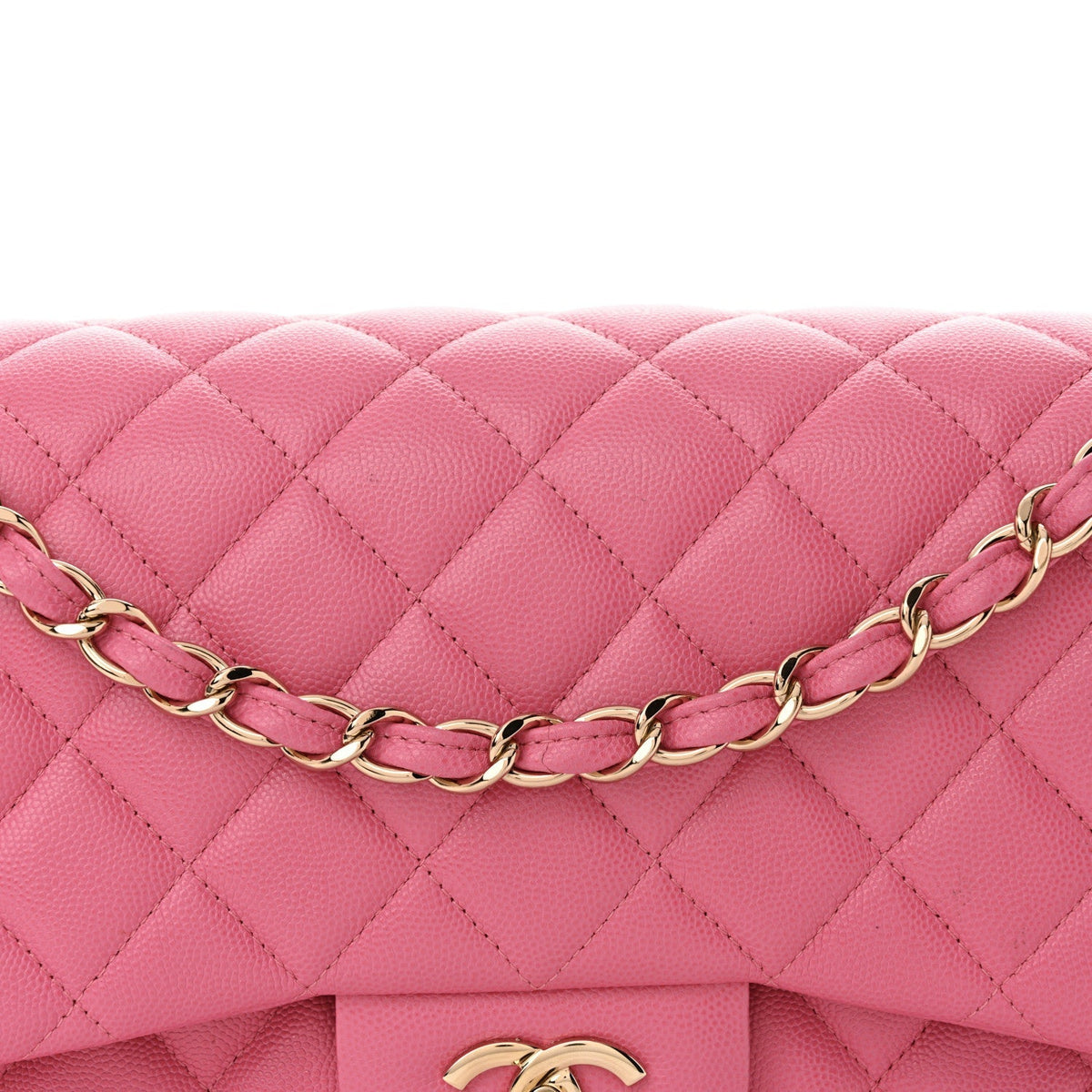 Caviar Quilted Jumbo Double Flap Pink