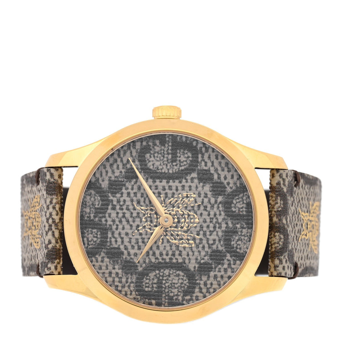 Stainless Steel Canvas 38mm G-Timeless GG Supreme Bee Quartz Watch Brown