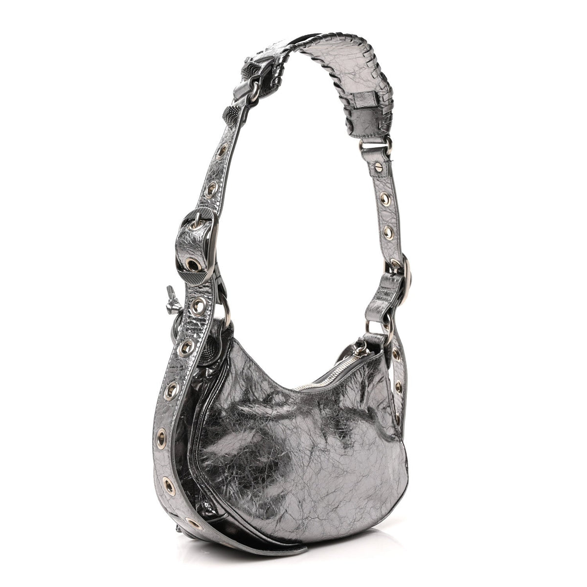 Metallic Agneau Arena Le Cagole Shoulder Bag XS Silver