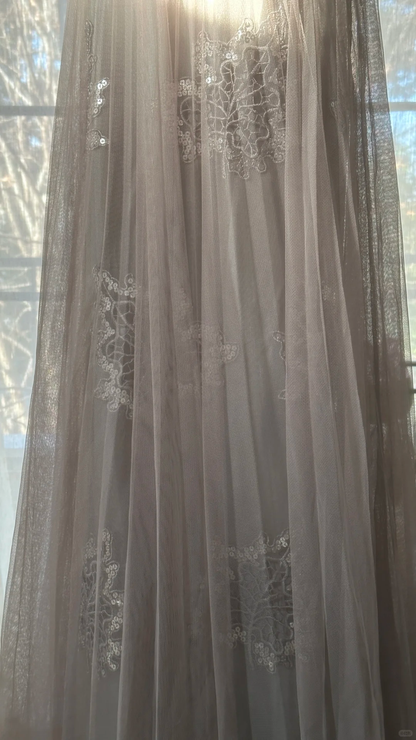 Vintage Light Purple Applique Design Romantic Chiffon Evening Dress Prom Dress D1511