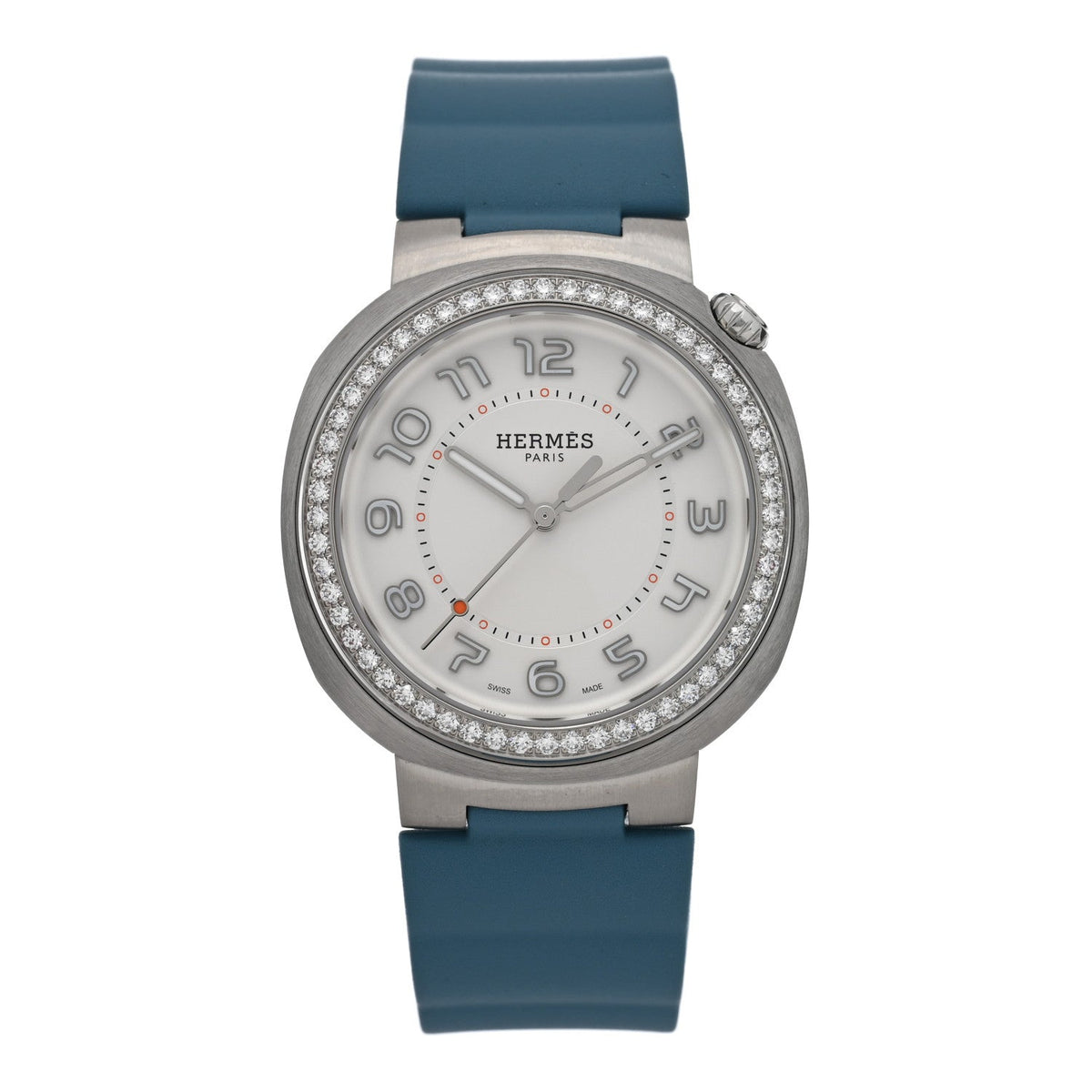 Stainless Steel Rubber Diamond Bezel 36mm Cut Automatic Watch Bleu Brume