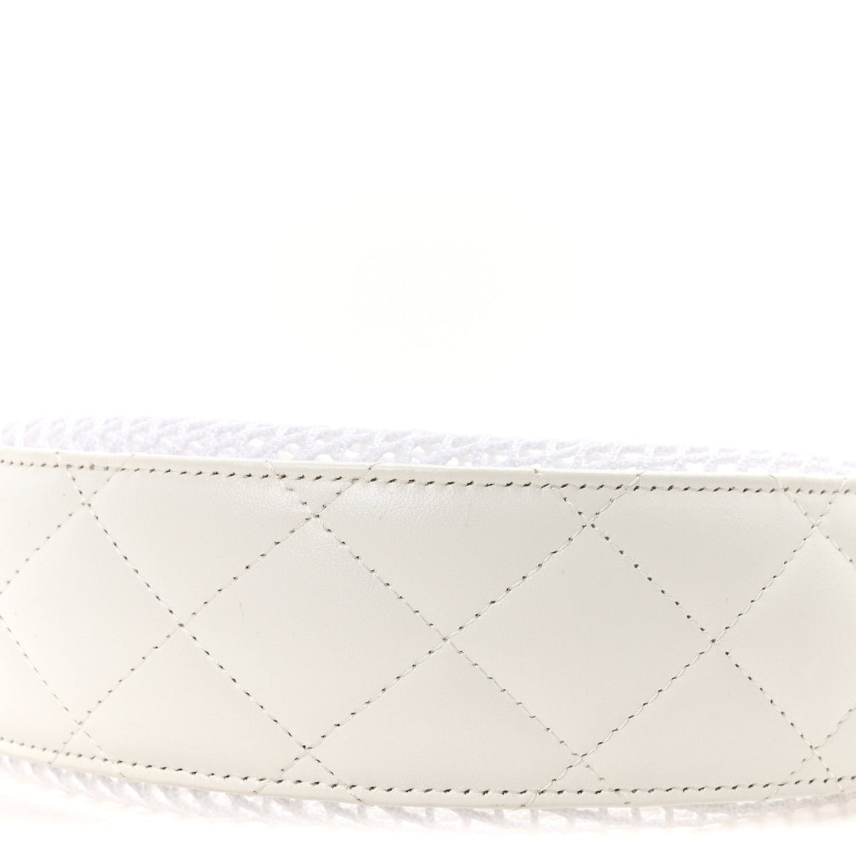 Mesh Shiny Lambskin Chain Hobo White