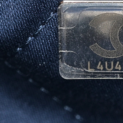 Washed Denim Logo Embroidered Mini Chanel 22 Blue