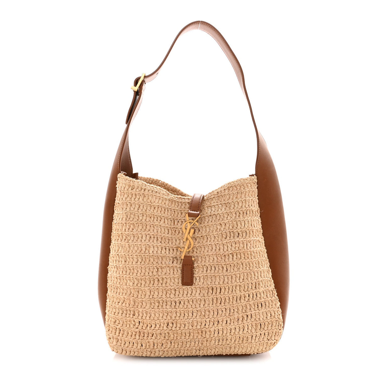 Raffia Calfskin Le 5 A 7 Small Hobo Natural Brick