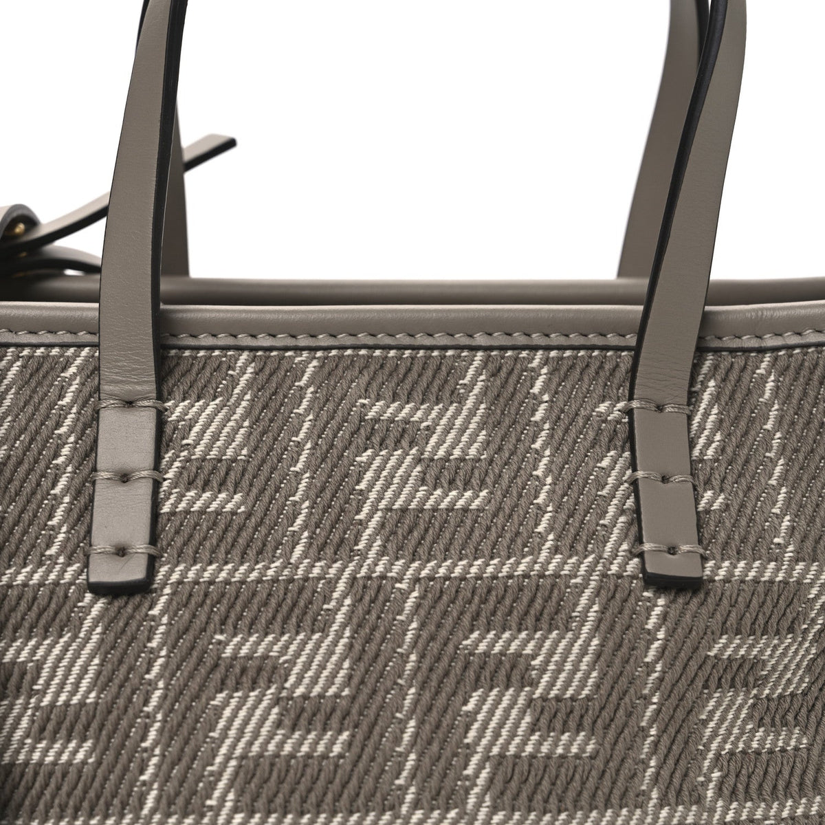 Denim Jacquard FF Effect Vitello Grace Mini Roll Tote Dove White Dove