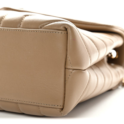 Calfskin Y Quilted Monogram Small Loulou Chain Satchel Dark Beige