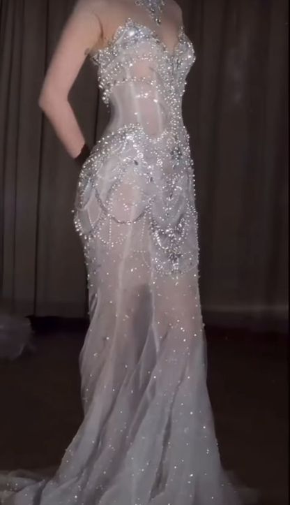 Gorgeous Sweetheart Mermid Beading Long Party Dress Wedding Dress, D778