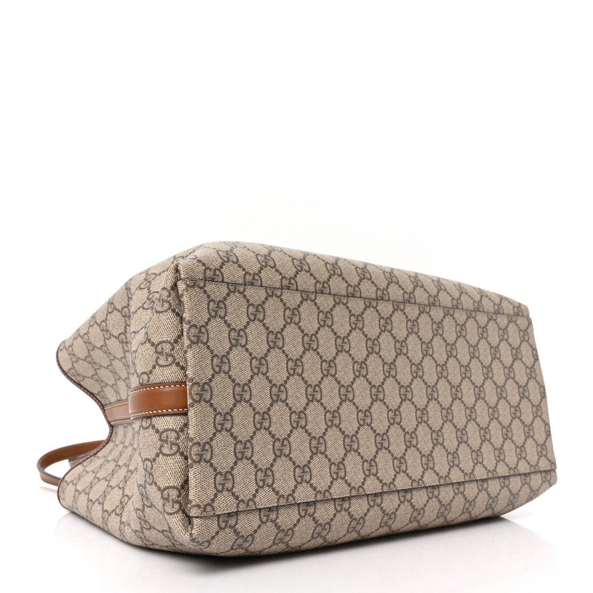 GG Supreme Monogram Emblem Large Tote Bag Beige Dark Brown