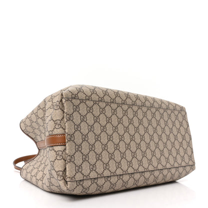 GG Supreme Monogram Emblem Large Tote Bag Beige Dark Brown