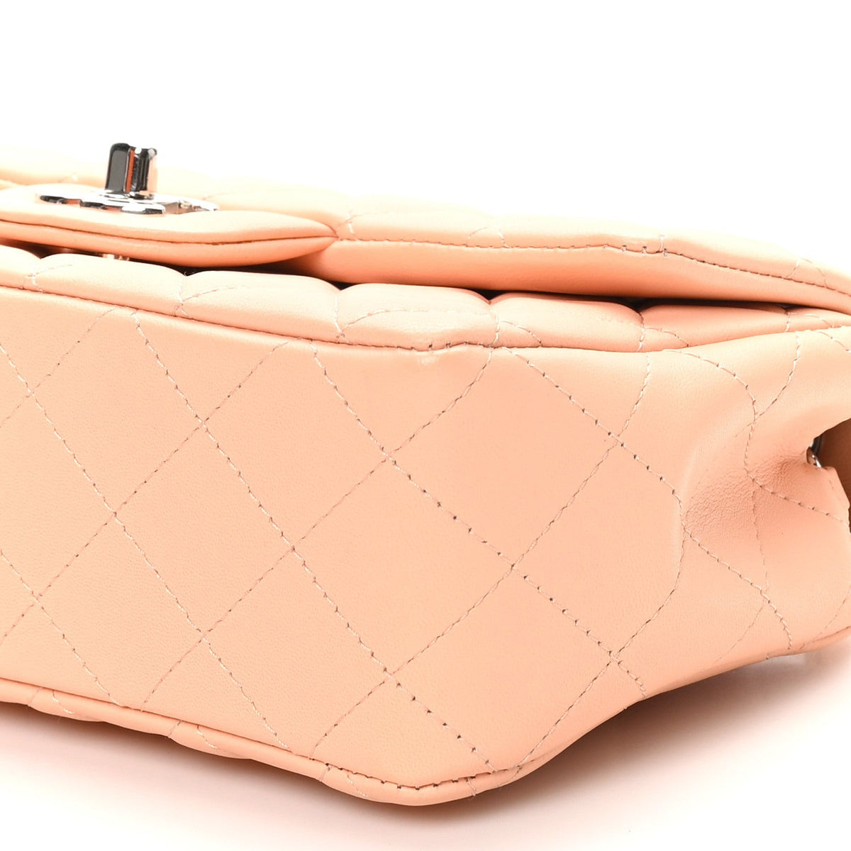 Lambskin Quilted Mini Rectangular Flap Light Pink