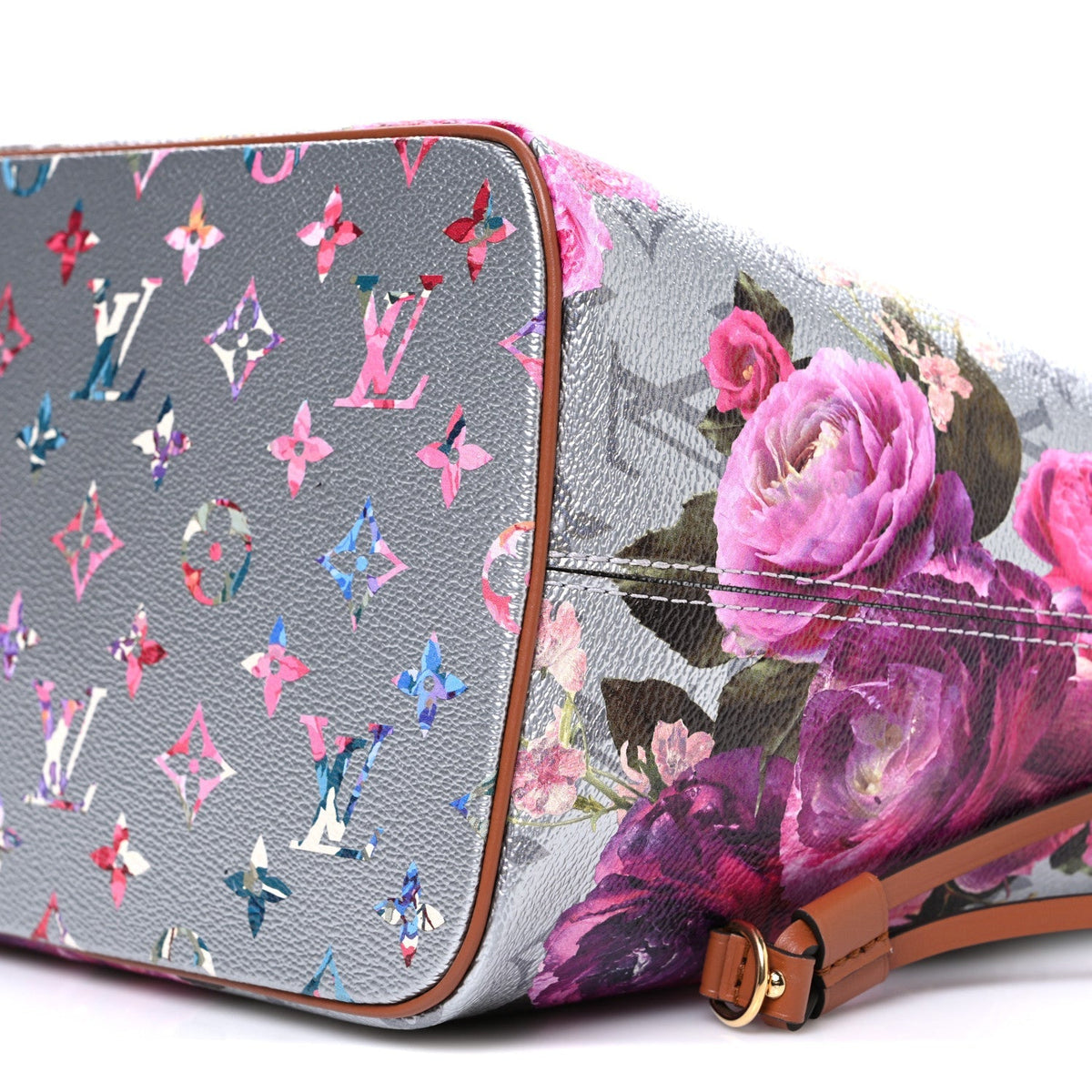 Metallic Monogram LV Garden Neverfull MM Silver